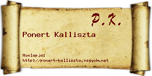 Ponert Kalliszta névjegykártya